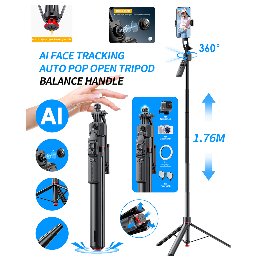 Auto Tracking Tripod - AI Gimbal Tripé Jumping Selfie Stick