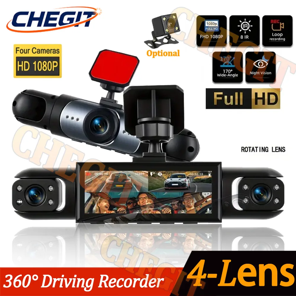 NOVO 360 °   Câmera Automotiva - Panoramic Dash Cam 360 avaliação e preço