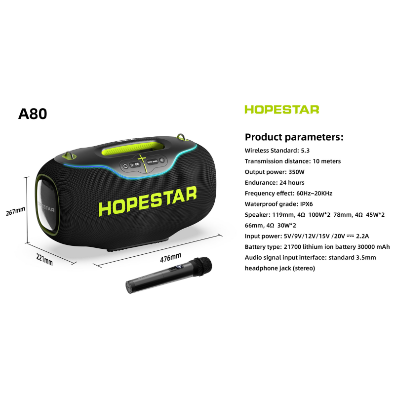Novo Original HOPESTAR A80 350 - Bluetooth Speaker Waterproof avaliação e preço